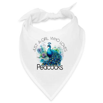 Pfau Blumen Pfauenfeder Exotisch Farbenfroh Bunt - Bandana - Weiß - Vorne