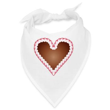 Lebkuchenherz Volksfest mit Zuckerguß umrandet - Bandana - Weiß - Vorne
