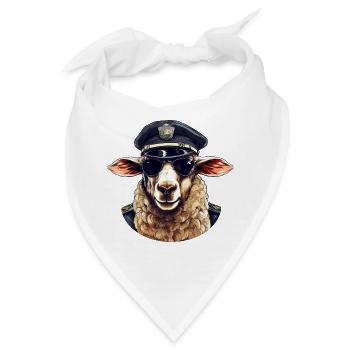 Schaf Polizistin - Bandana - Weiß - Vorne