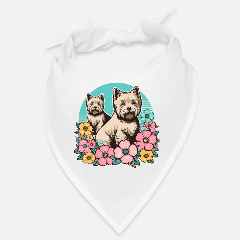 Cairn Terrier Retro Pastell Blumen Bandana