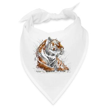 Cooler entspannter Tiger mit Farbspritzer - Bandana - Weiß - Vorne