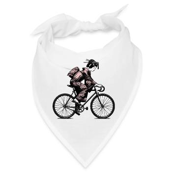 Japanische Geisha auf Rennrad - Bandana - Weiß - Vorne