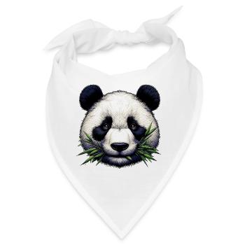 Panda frisst Bambus und Blätter - Bandana - Weiß - Vorne