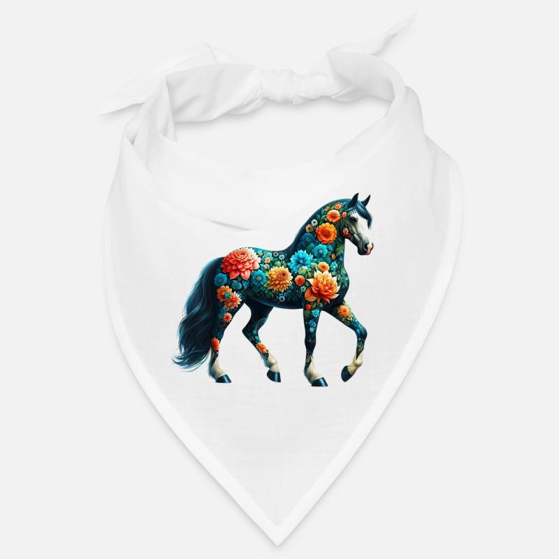 Cheval décoré de fleurs Bandana