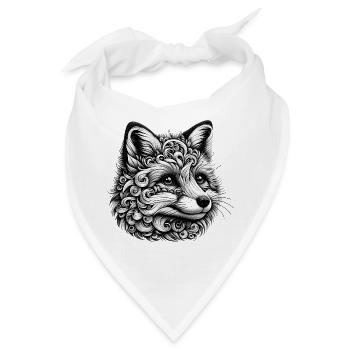 kunstvoll gestalteter Fuchs in schwarz-weiß - Bandana - Weiß - Vorne