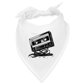 Musik Kassette im Retro-Stil 80er und 90er Stil - Bandana - Weiß - Vorne