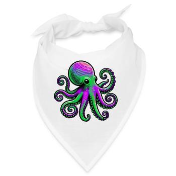 Krake - Bandana - Weiß - Vorne
