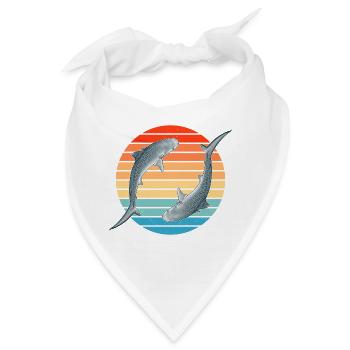 Tigerhai Retro Sonnenuntergang - Bandana - Weiß - Vorne