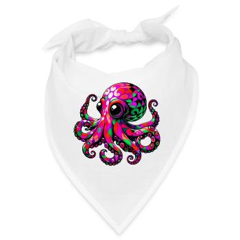 Krake - Bandana - Weiß - Vorne