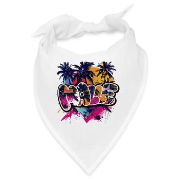 Tropische Palmen Sonnenuntergang - Bandana - Weiß - Vorne