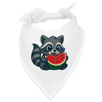 Süßer Waschbär mit Wassermelone Sommer Cartoon  - Bandana - Weiß - Vorne