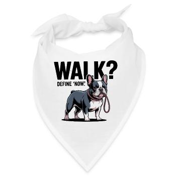 Französische Bulldogge Spazierzeit - Bandana - Weiß - Vorne