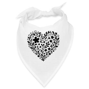 Ausdrucksstarkes Blumenmuster in Herzform  - Bandana - Weiß - Vorne