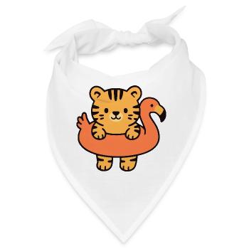 Kleiner Tiger auf Tropischer Boje - Bandana - Weiß - Vorne