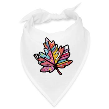 Ahorn Blatt Bunt Herbst - Bandana - Weiß - Vorne