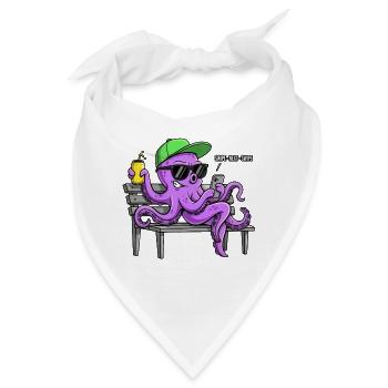 Lustiger Oktopus mit Smartphone - Bandana - Weiß - Vorne