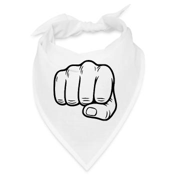 Faust Handzeichen – Fist Symbol - Bandana - Weiß - Vorne