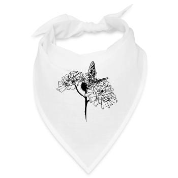 Schmetterling auf Blüten - Bandana - Weiß - Vorne