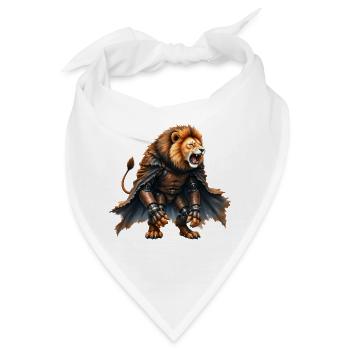 Löwenkrieger mit Rüstung und Umhang - Bandana - Weiß - Vorne