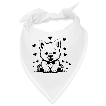 Hund T-shirt Hundebaby Hundewelpe Kinder Geschenk  - Bandana - Weiß - Vorne