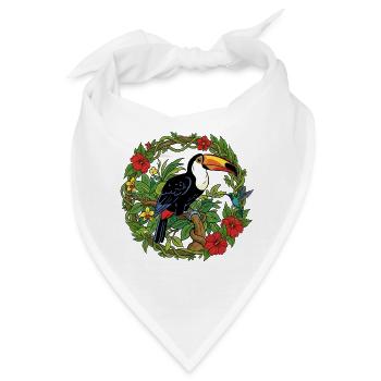Tropischer Toukan im Blumenkreis - Bandana - Weiß - Vorne