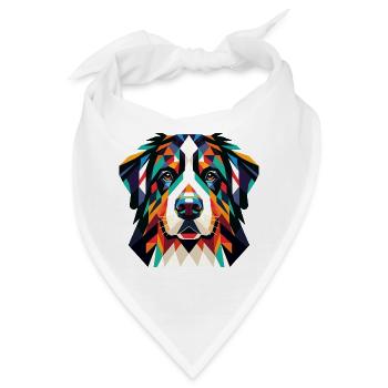 Geometrischer Prismahund – Farbiges Gesicht - Bandana - Weiß - Vorne