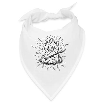 Punkrock-Katze mit Rebellenseele - Bandana - Weiß - Vorne
