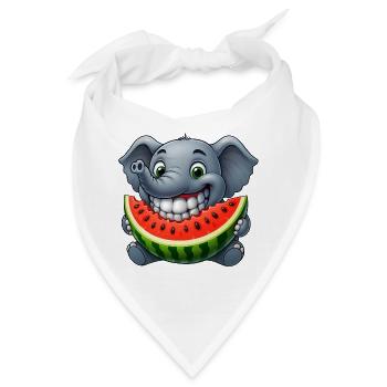 Fröhlicher Elefant mit Melone Obst Sommer Grinsen - Bandana - Weiß - Vorne