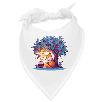 Kirschenbaum-Fuchs bei Laterne - Bandana - Weiß - Vorne