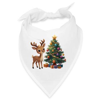 Süßes Rentier mit Christbaum Weihnachten - Bandana - Weiß - Vorne