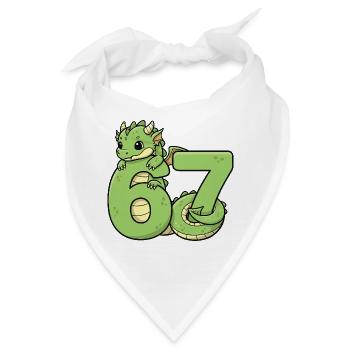 Drache Sechs Sieben, niedlich, grüner Drache 67 - Bandana - Weiß - Vorne