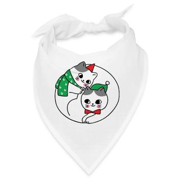 Kuschelige Katzen unter dem Mistelzweig - Bandana - Weiß - Vorne