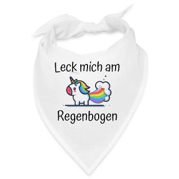 Leck mich am Regenbogen Einhorn Spruch - Bandana - Weiß - Vorne
