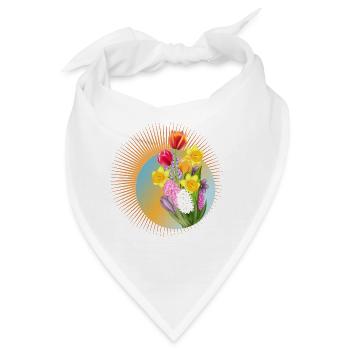 Strahlender Frühlingsstrauß mit Tulpen & Narzissen - Bandana - Weiß - Vorne