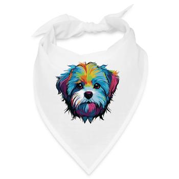Hund Comic Hundekopf - Bandana - Weiß - Vorne