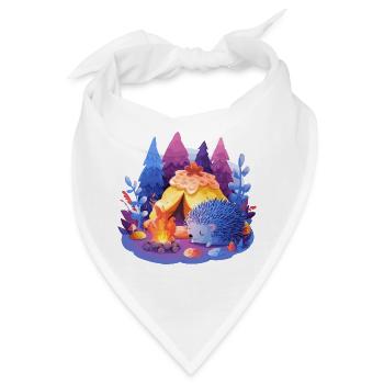 Schlafender Igel am Lagerfeuer - Bandana - Weiß - Vorne