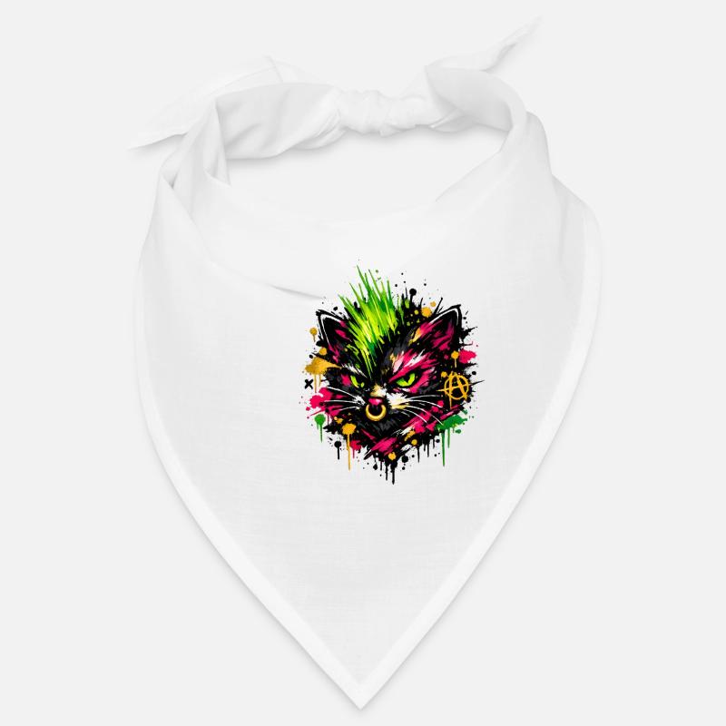 Neon Cat Graffiti Splatter Bandana