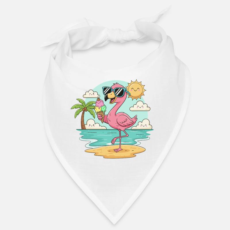 Flamingo am Strand mit Eis & Sonne Bandana