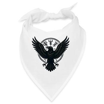 Schwarzer Rabe im Runenkreis - Bandana - Weiß - Vorne
