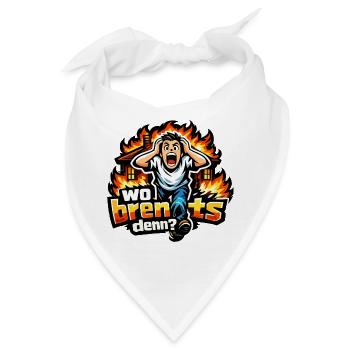 Feueralarm Cartoon mit Spruch: Wo brennts? - Bandana - Weiß - Vorne