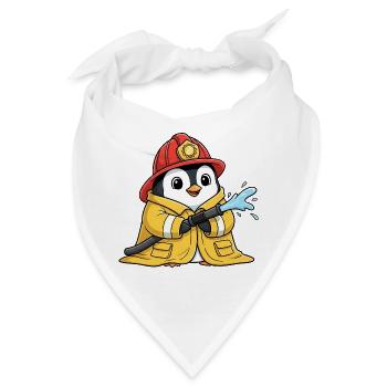 Molliger Pinguin Feuerwehrmann Freiwillige  - Bandana - Weiß - Vorne