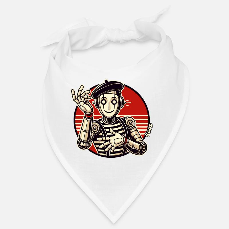 Retro Roboter Pantomime mit Barett im Comic Stil Bandana