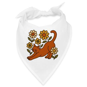 Orangene Katze zwischen Gartendaisies - Bandana - Weiß - Vorne