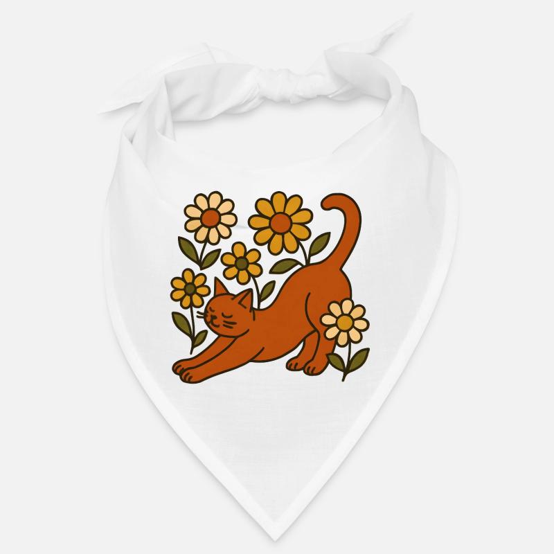 Orangene Katze zwischen Gartendaisies Bandana