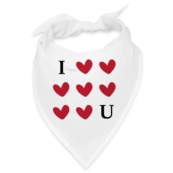 I Love You Red Heart Pattern Valentine Romance Art - Bandana - Weiß - Vorne