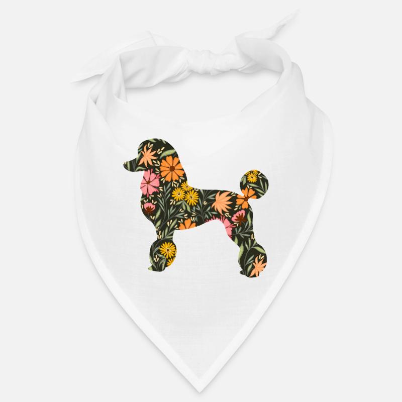 Silhouette des chiens caniche fleuris Bandana