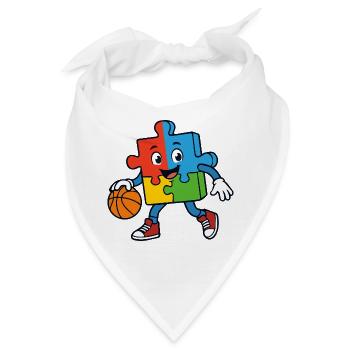 Buntes Puzzlestück Dribblings Basketball - Bandana - Weiß - Vorne