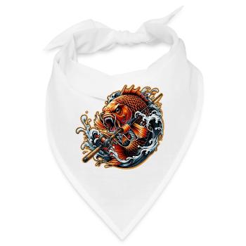 Fisch Mit Angel - Bandana - Weiß - Vorne