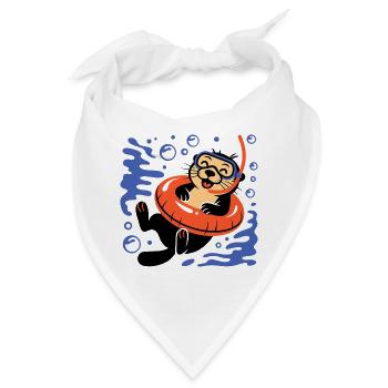 Lustiger Otter mit Taucherbrille - Bandana - Weiß - Vorne