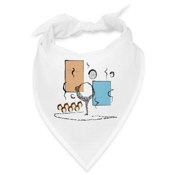Yoga-Tänzerin Abstraktes Farbduett mit Kaffeekreis - Bandana - Weiß - Vorne